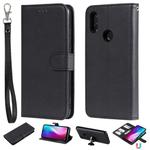 For Xiaomi Redmi 7 Solid Color Horizontal Flip Protective Case with Holder & Card Slots & Wallet & Photo Frame & Lanyard(Black)