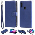 For Xiaomi Redmi 7 Solid Color Horizontal Flip Protective Case with Holder & Card Slots & Wallet & Photo Frame & Lanyard(Blue)