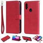 For Xiaomi Redmi 7 Solid Color Horizontal Flip Protective Case with Holder & Card Slots & Wallet & Photo Frame & Lanyard(Red)