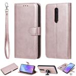 For Xiaomi Redmi K20 Solid Color Horizontal Flip Protective Case with Holder & Card Slots & Wallet & Photo Frame & Lanyard(Rose Gold)