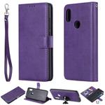 For Xiaomi Redmi Note 6 Pro Solid Color Horizontal Flip Protective Case with Holder & Card Slots & Wallet & Photo Frame & Lanyard(Purple)