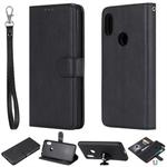For Xiaomi Redmi Note 6 Pro Solid Color Horizontal Flip Protective Case with Holder & Card Slots & Wallet & Photo Frame & Lanyard(Black)