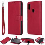 For Xiaomi Redmi Note 6 Pro Solid Color Horizontal Flip Protective Case with Holder & Card Slots & Wallet & Photo Frame & Lanyard(Red)