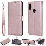 For Xiaomi Redmi Note 6 Pro Solid Color Horizontal Flip Protective Case with Holder & Card Slots & Wallet & Photo Frame & Lanyard(Rose Gold)