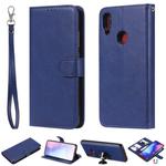 For Xiaomi Redmi Note 7 Solid Color Horizontal Flip Protective Case with Holder & Card Slots & Wallet & Photo Frame & Lanyard(Blue)