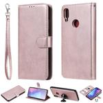 For Xiaomi Redmi Note 7 Solid Color Horizontal Flip Protective Case with Holder & Card Slots & Wallet & Photo Frame & Lanyard(Rose Gold)