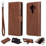 For Huawei Mate 10 Pro Solid Color Horizontal Flip Protective Case with Holder & Card Slots & Wallet & Photo Frame & Lanyard(Brown)