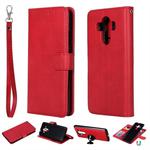 For Huawei Mate 10 Pro Solid Color Horizontal Flip Protective Case with Holder & Card Slots & Wallet & Photo Frame & Lanyard(Red)