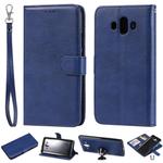 For Huawei Mate 10 Solid Color Horizontal Flip Protective Case with Holder & Card Slots & Wallet & Photo Frame & Lanyard(Blue)
