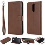 For Huawei Mate 10 Lite Solid Color Horizontal Flip Protective Case with Holder & Card Slots & Wallet & Photo Frame & Lanyard(Brown)