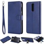 For Huawei Mate 10 Lite Solid Color Horizontal Flip Protective Case with Holder & Card Slots & Wallet & Photo Frame & Lanyard(Blue)