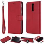 For Huawei Mate 10 Lite Solid Color Horizontal Flip Protective Case with Holder & Card Slots & Wallet & Photo Frame & Lanyard(Red)