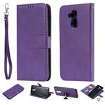 For Huawei Mate 20 Lite Solid Color Horizontal Flip Protective Case with Holder & Card Slots & Wallet & Photo Frame & Lanyard(Purple)