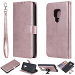 For Huawei Mate 20 Solid Color Horizontal Flip Protective Case with Holder & Card Slots & Wallet & Photo Frame & Lanyard(Rose Gold)