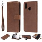 For Huawei nova 3i Solid Color Horizontal Flip Protective Case with Holder & Card Slots & Wallet & Photo Frame & Lanyard(Brown)