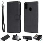 For Huawei nova 3i Solid Color Horizontal Flip Protective Case with Holder & Card Slots & Wallet & Photo Frame & Lanyard(Black)