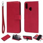 For Huawei nova 3i Solid Color Horizontal Flip Protective Case with Holder & Card Slots & Wallet & Photo Frame & Lanyard(Red)
