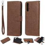 For Huawei nova 5 Solid Color Horizontal Flip Protective Case with Holder & Card Slots & Wallet & Photo Frame & Lanyard(Brown)