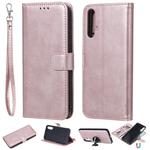 For Huawei nova 5 Solid Color Horizontal Flip Protective Case with Holder & Card Slots & Wallet & Photo Frame & Lanyard(Rose Gold)