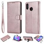For Huawei nova 3 Solid Color Horizontal Flip Protective Case with Holder & Card Slots & Wallet & Photo Frame & Lanyard(Rose Gold)