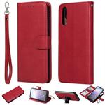 For Huawei P20 Solid Color Horizontal Flip Protective Case with Holder & Card Slots & Wallet & Photo Frame & Lanyard(Red)
