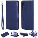 For Huawei P20 Pro Solid Color Horizontal Flip Protective Case with Holder & Card Slots & Wallet & Photo Frame & Lanyard(Blue)