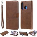 For Huawei P30 Lite / nova 4e Solid Color Horizontal Flip Protective Case with Holder & Card Slots & Wallet & Photo Frame & Lanyard(Brown)