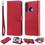 For Huawei P30 Lite / nova 4e Solid Color Horizontal Flip Protective Case with Holder & Card Slots & Wallet & Photo Frame & Lanyard(Red)