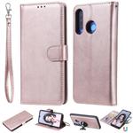 For Huawei P30 Lite / nova 4e Solid Color Horizontal Flip Protective Case with Holder & Card Slots & Wallet & Photo Frame & Lanyard(Rose Gold)