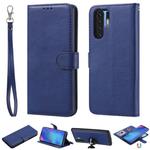 For Huawei P30 Pro Solid Color Horizontal Flip Protective Case with Holder & Card Slots & Wallet & Photo Frame & Lanyard(Blue)