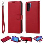 For Huawei P30 Pro Solid Color Horizontal Flip Protective Case with Holder & Card Slots & Wallet & Photo Frame & Lanyard(Red)