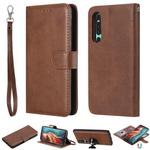 For Huawei P30 Solid Color Horizontal Flip Protective Case with Holder & Card Slots & Wallet & Photo Frame & Lanyard(Brown)