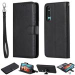 For Huawei P30 Solid Color Horizontal Flip Protective Case with Holder & Card Slots & Wallet & Photo Frame & Lanyard(Black)