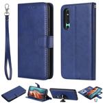 For Huawei P30 Solid Color Horizontal Flip Protective Case with Holder & Card Slots & Wallet & Photo Frame & Lanyard(Blue)