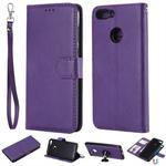 For Huawei P Smart / Enjoy 7s Solid Color Horizontal Flip Protective Case with Holder & Card Slots & Wallet & Photo Frame & Lanyard(Purple)