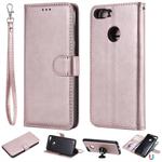 For Huawei P Smart / Enjoy 7s Solid Color Horizontal Flip Protective Case with Holder & Card Slots & Wallet & Photo Frame & Lanyard(Rose Gold)