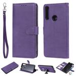 For Huawei P Smart Z / Y9 Prime Solid Color Horizontal Flip Protective Case with Holder & Card Slots & Wallet & Photo Frame & Lanyard(Purple)