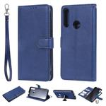 For Huawei P Smart Z / Y9 Prime Solid Color Horizontal Flip Protective Case with Holder & Card Slots & Wallet & Photo Frame & Lanyard(Blue)