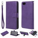 For Huawei Y5 Prime (2018) Solid Color Horizontal Flip Protective Case with Holder & Card Slots & Wallet & Photo Frame & Lanyard(Purple)