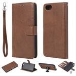 For Huawei Y5 Prime (2018) Solid Color Horizontal Flip Protective Case with Holder & Card Slots & Wallet & Photo Frame & Lanyard(Brown)