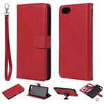 For Huawei Y5 Prime (2018) Solid Color Horizontal Flip Protective Case with Holder & Card Slots & Wallet & Photo Frame & Lanyard(Red)