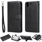 For Huawei Y6 (2019) Solid Color Horizontal Flip Protective Case with Holder & Card Slots & Wallet & Photo Frame & Lanyard(Black)