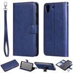 For Huawei Y6 (2019) Solid Color Horizontal Flip Protective Case with Holder & Card Slots & Wallet & Photo Frame & Lanyard(Blue)