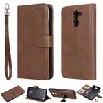 For Huawei Y7 Prime Solid Color Horizontal Flip Protective Case with Holder & Card Slots & Wallet & Photo Frame & Lanyard(Brown)