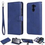 For Huawei Y7 Prime Solid Color Horizontal Flip Protective Case with Holder & Card Slots & Wallet & Photo Frame & Lanyard(Blue)
