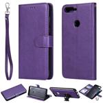 For Huawei Y7 Pro / Honor 7C Solid Color Horizontal Flip Protective Case with Holder & Card Slots & Wallet & Photo Frame & Lanyard(Purple)