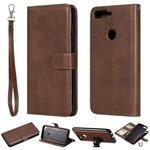 For Huawei Y7 Pro / Honor 7C Solid Color Horizontal Flip Protective Case with Holder & Card Slots & Wallet & Photo Frame & Lanyard(Brown)