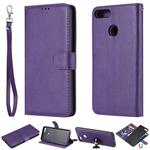 For Huawei Y9 (2018) Solid Color Horizontal Flip Protective Case with Holder & Card Slots & Wallet & Photo Frame & Lanyard(Purple)