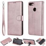 For Huawei Y9 (2018) Solid Color Horizontal Flip Protective Case with Holder & Card Slots & Wallet & Photo Frame & Lanyard(Rose Gold)