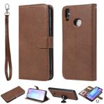 For Huawei Honor 8C Solid Color Horizontal Flip Protective Case with Holder & Card Slots & Wallet & Photo Frame & Lanyard(Brown)